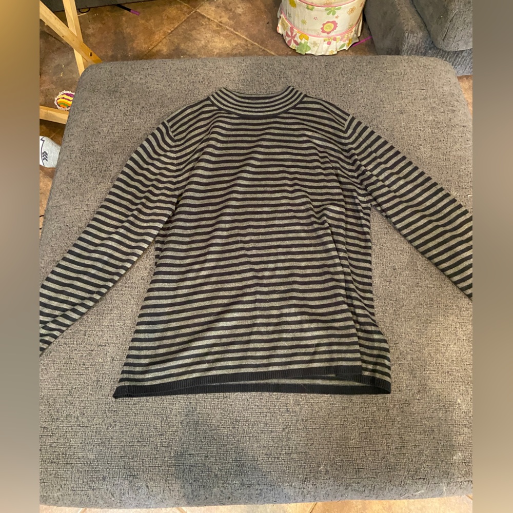 Turtle neck, long sleeve, striped thermal sweater